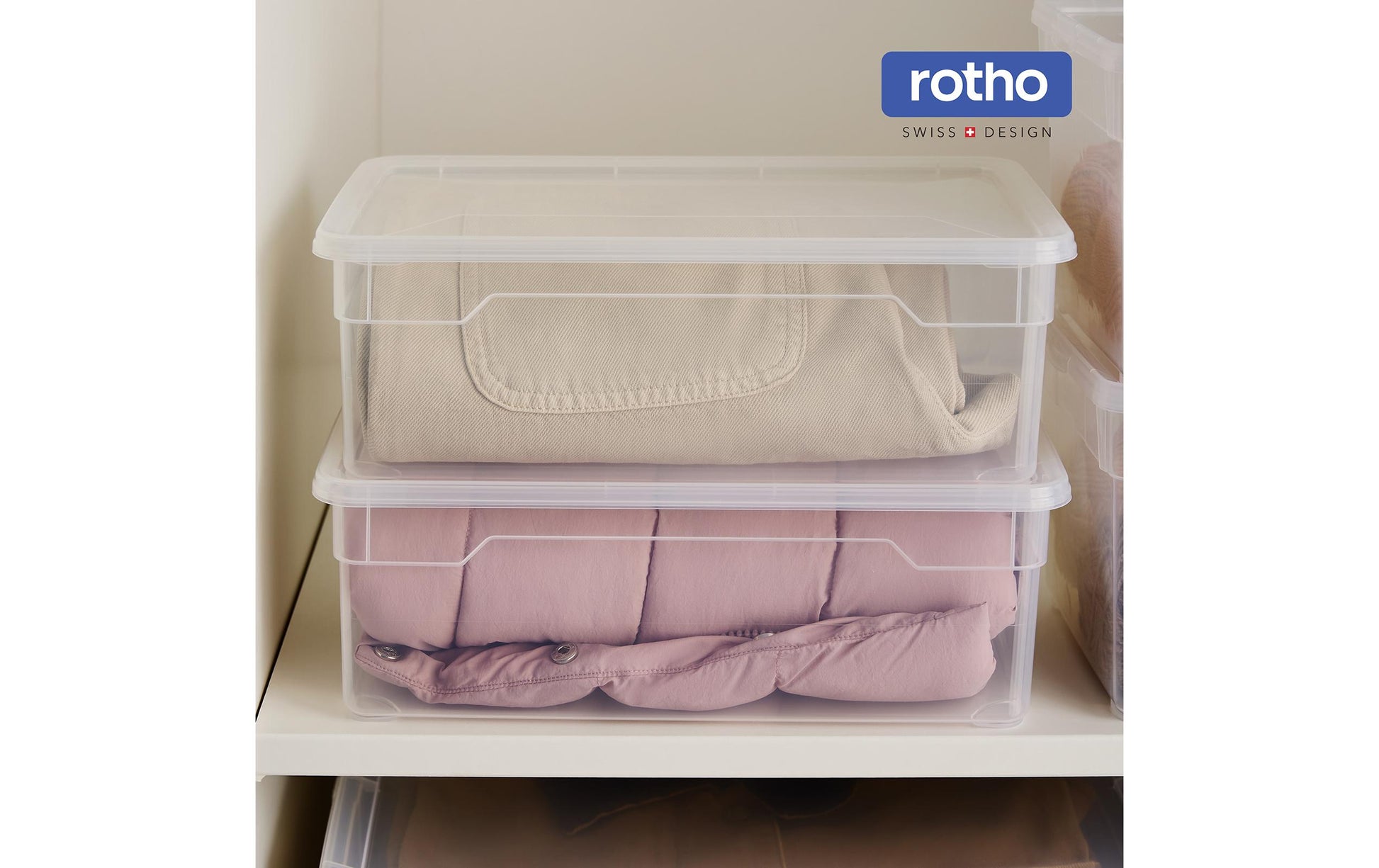 Rotho Clearbox Aufbewahrungsbox 5 l – Kunststoff – transparent/blau – 335 × 110 × 190 mm – Set 12 Stück