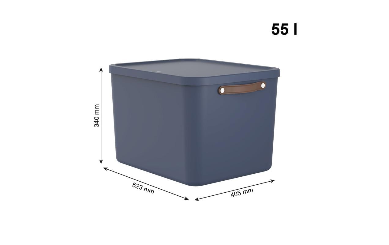 Rotho MALOJA Aufbewahrungsbox 55 l – Kunststoff – Blau – BPA-frei, Recycling-Kunststoff – 523 × 340 × 405 mm