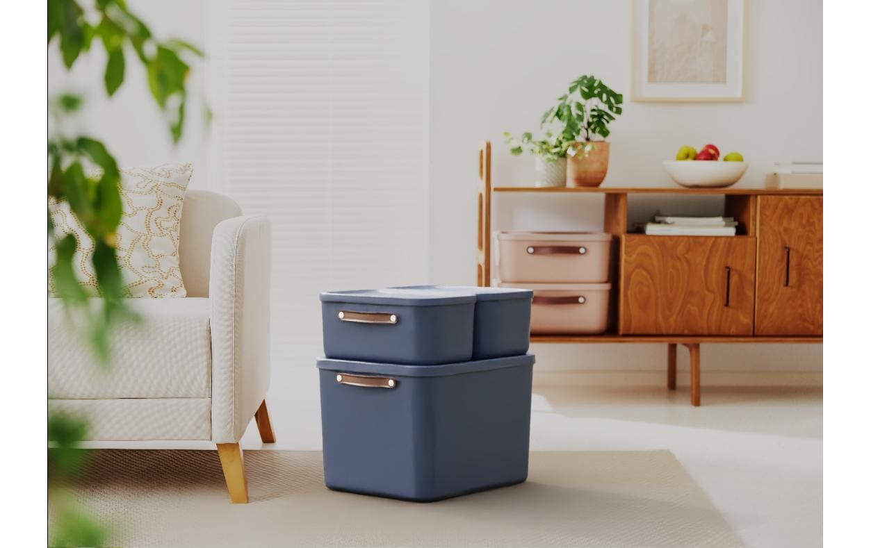 Rotho MALOJA Aufbewahrungsbox 55 l – Kunststoff – Blau – BPA-frei, Recycling-Kunststoff – 523 × 340 × 405 mm
