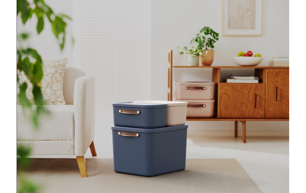 Rotho MALOJA Aufbewahrungsbox 55 l – Kunststoff – Blau – BPA-frei, Recycling-Kunststoff – 523 × 340 × 405 mm
