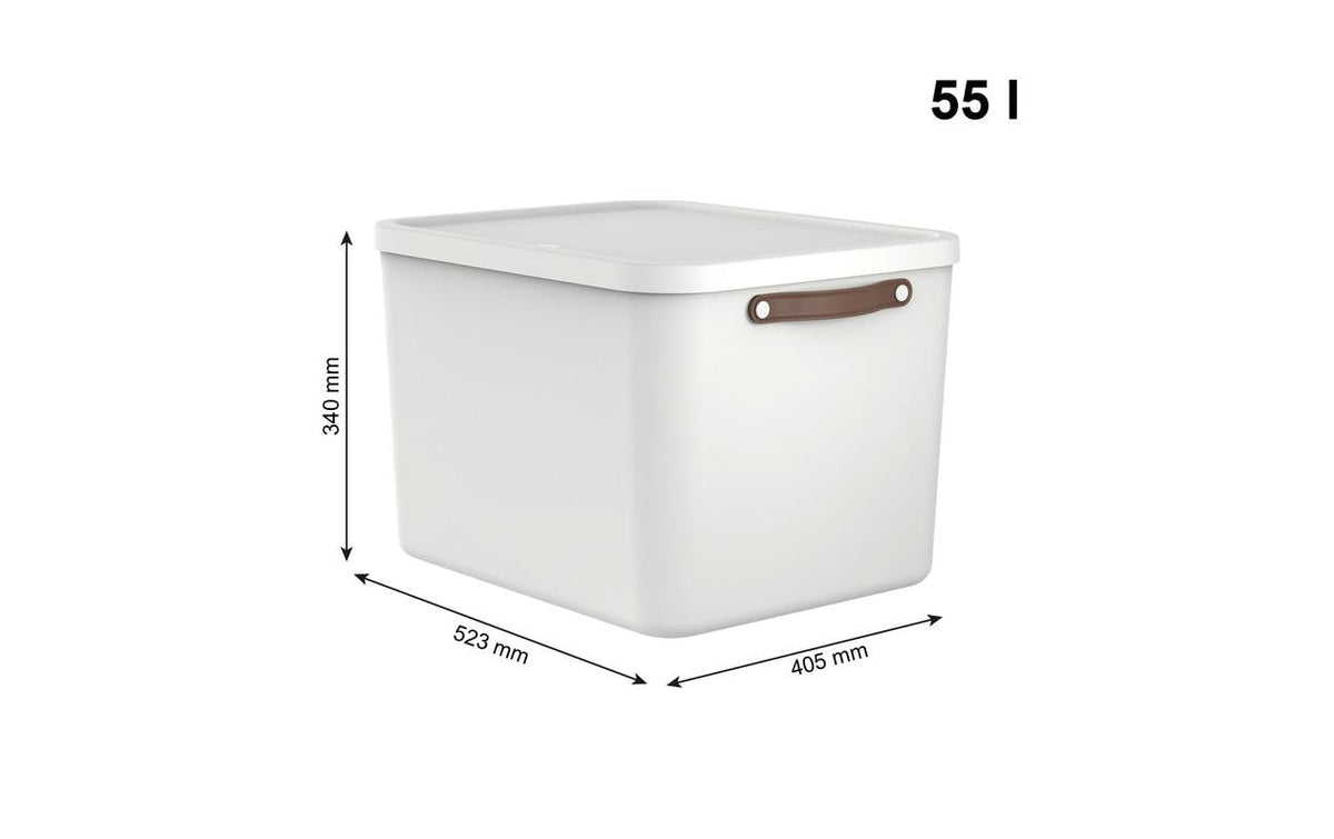 Rotho MALOJA Aufbewahrungsbox 55 l (Set 2-teilig) – Recycling-Kunststoff – Weiss – 523 × 340 × 405 mm