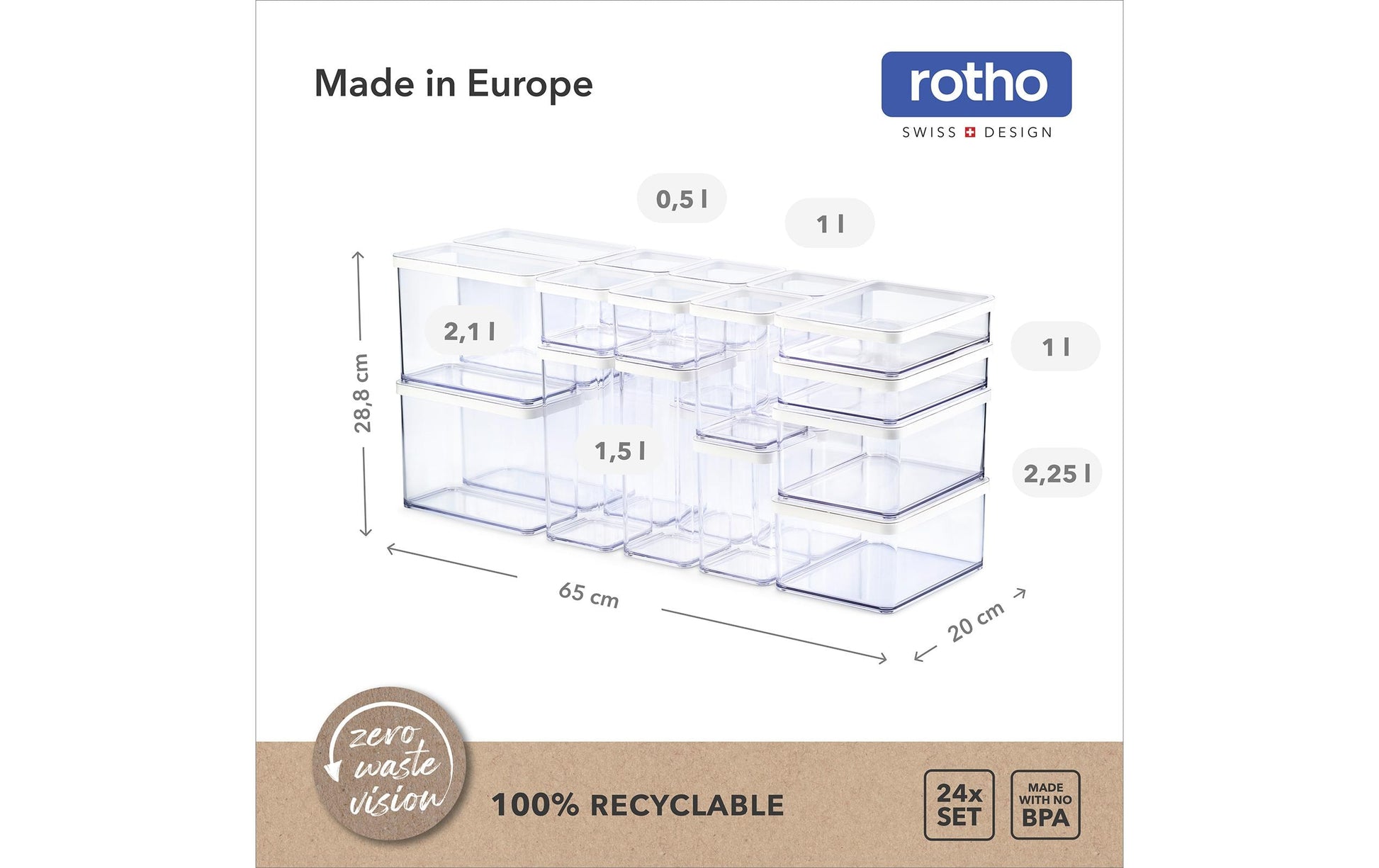 Rotho Vorratsdose 27 l, 40 × 40 × 4 cm, SAN (Styrol-Acrylnitril-Copolymer), transparent