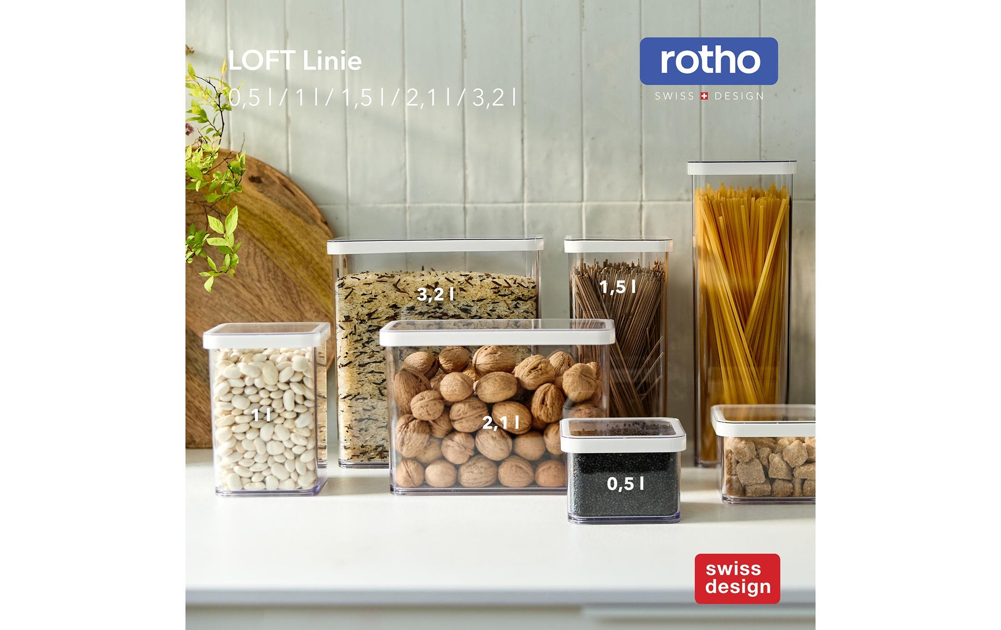 Rotho Vorratsdose 21 l, 5 × 7 × 2 cm, Styrol-Acrylnitril-Copolymer (SAN), transparent