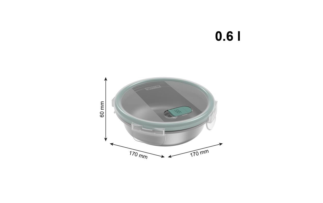Rotho Vorratsdose 600 ml, Ø 9 × 6 cm, Edelstahl/Kunststoff, Silber