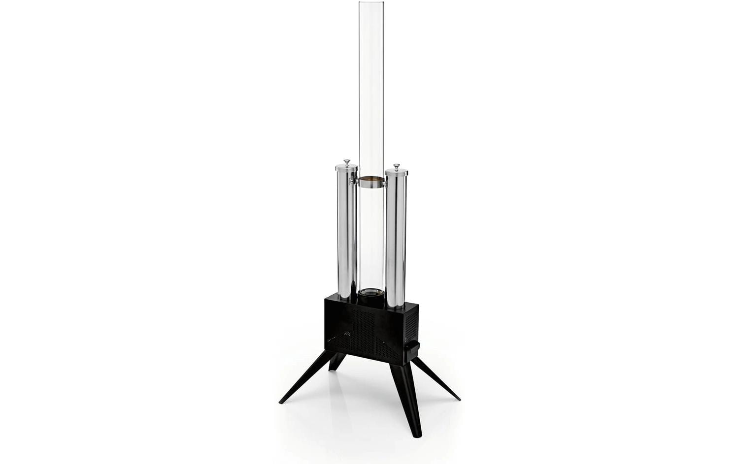 Landmann Stehleuchte Aussen Pellet-Fackel – 135 cm – Schwarz – Borosilikatglas, Edelstahl, Stahl