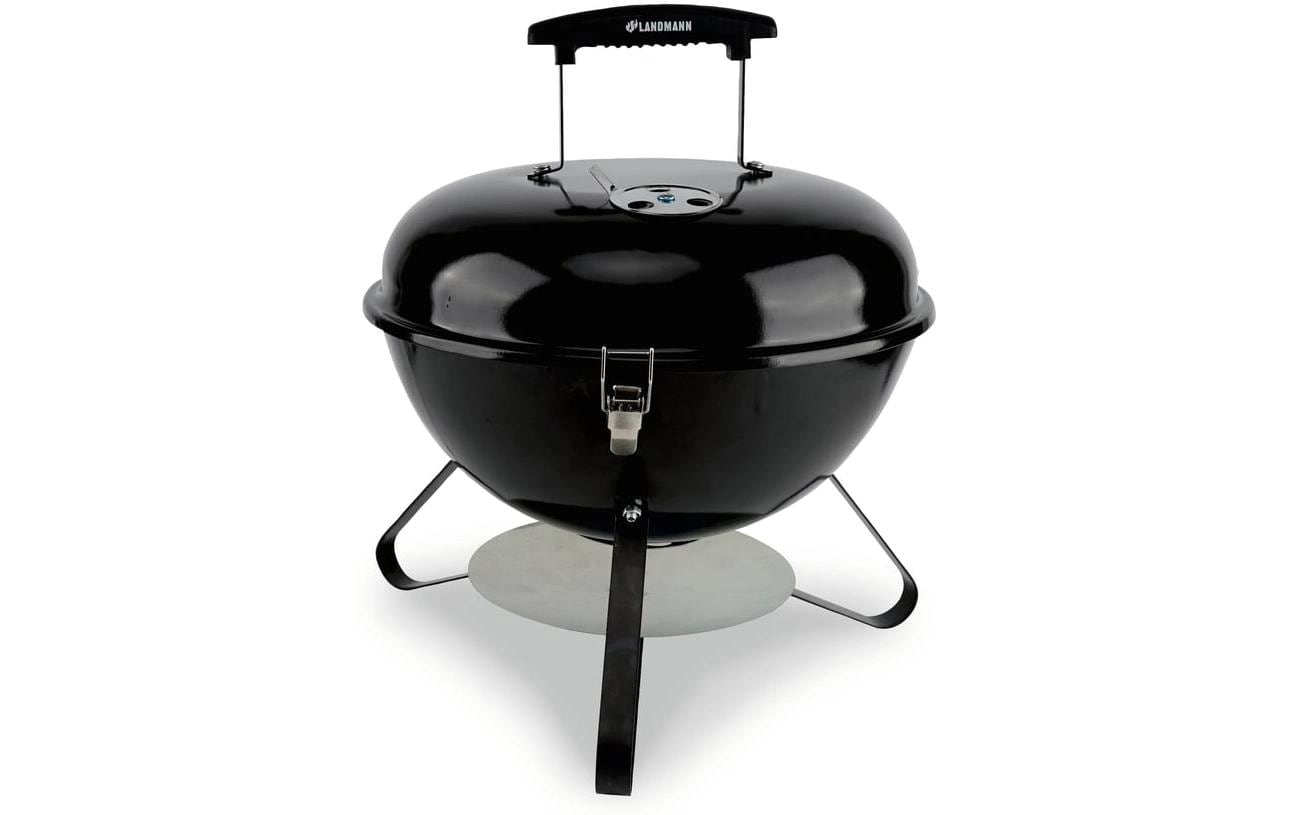 Landmann Holzkohle-Kugelgrill – Ø 36 cm, Edelstahl, Deckel – schwarz