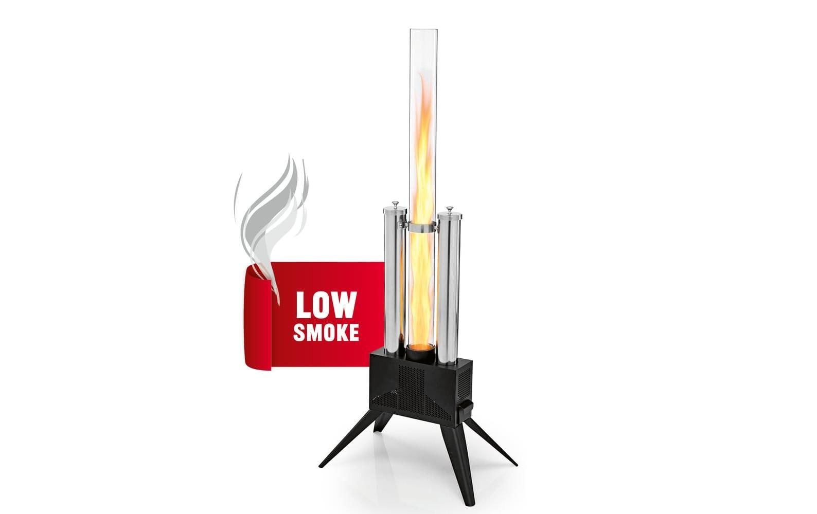 Landmann Stehleuchte Aussen Pellet-Fackel – 135 cm – Schwarz – Borosilikatglas, Edelstahl, Stahl