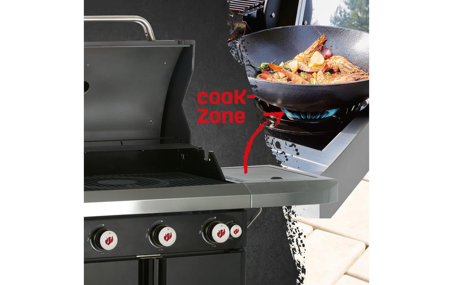 Landmann Gasgrill Rexon 3.1 – 3 Brenner, 2560 cm² Grillfläche, Thermometer & Fahr-Rollen – Schwarz/Edelstahl