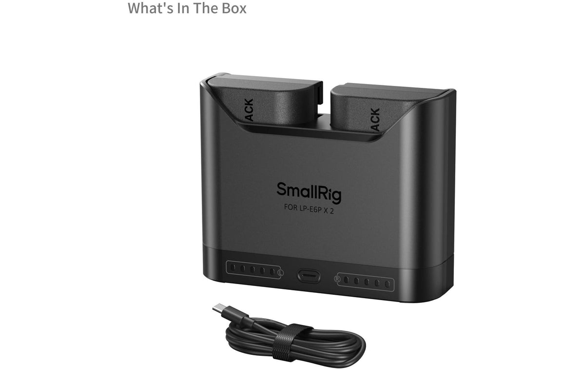 SmallRig 5484 Akkulader – für Canon EOS 5D Mark II, 5D Mark III, 5D Mark IV und andere – 2-fach, USB, LED-Anzeige