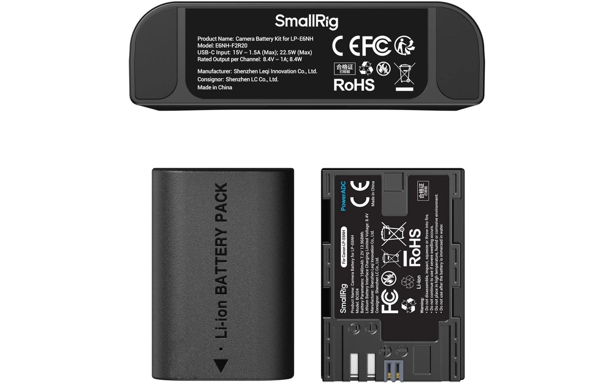 SmallRig 5484 Akkulader – für Canon EOS 5D Mark II, 5D Mark III, 5D Mark IV und andere – 2-fach, USB, LED-Anzeige