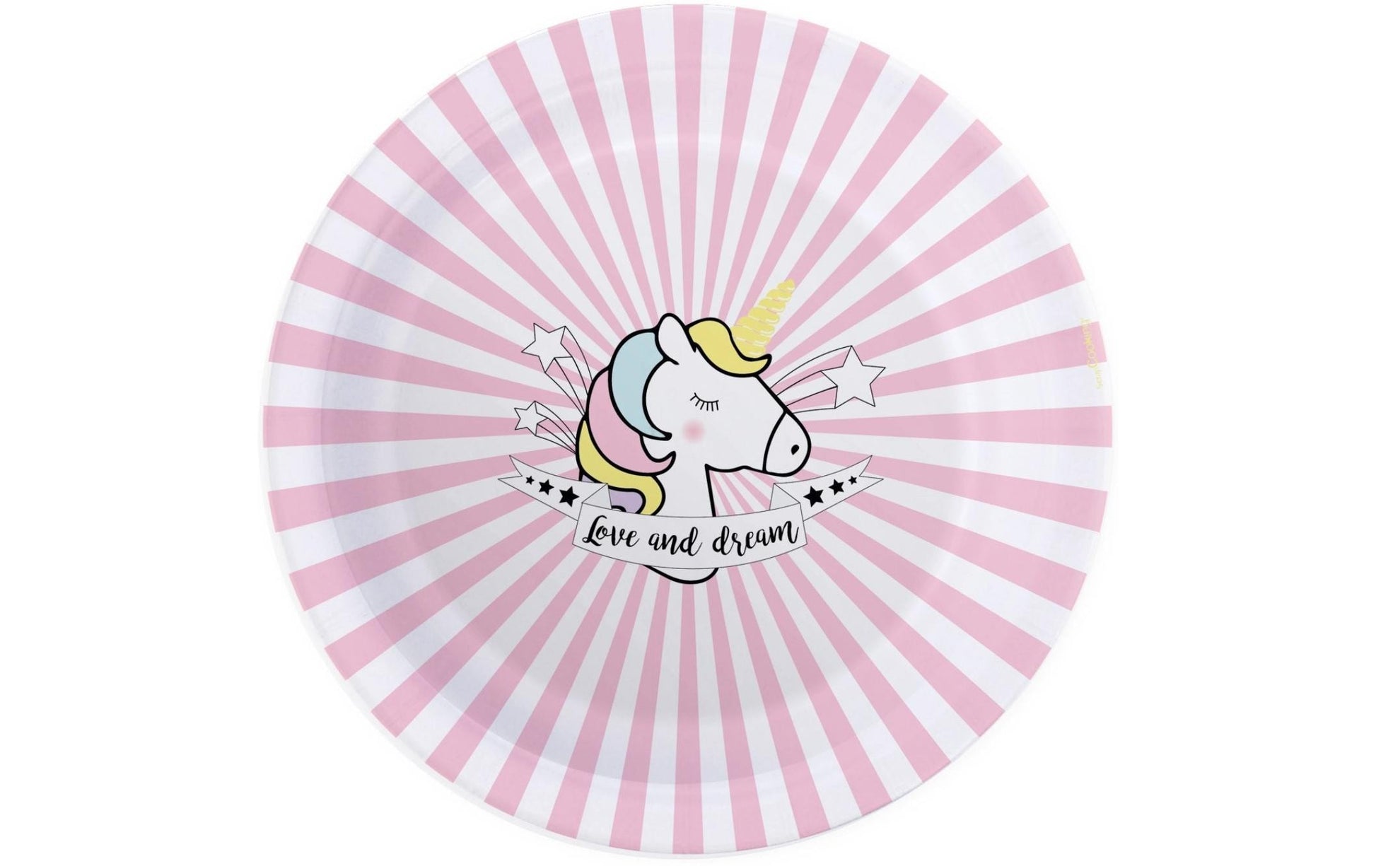 ScrapCooking Einhorn Teller, Papier/Karton – Ø 23 cm, Rosa/Weiss – 8 Stk.