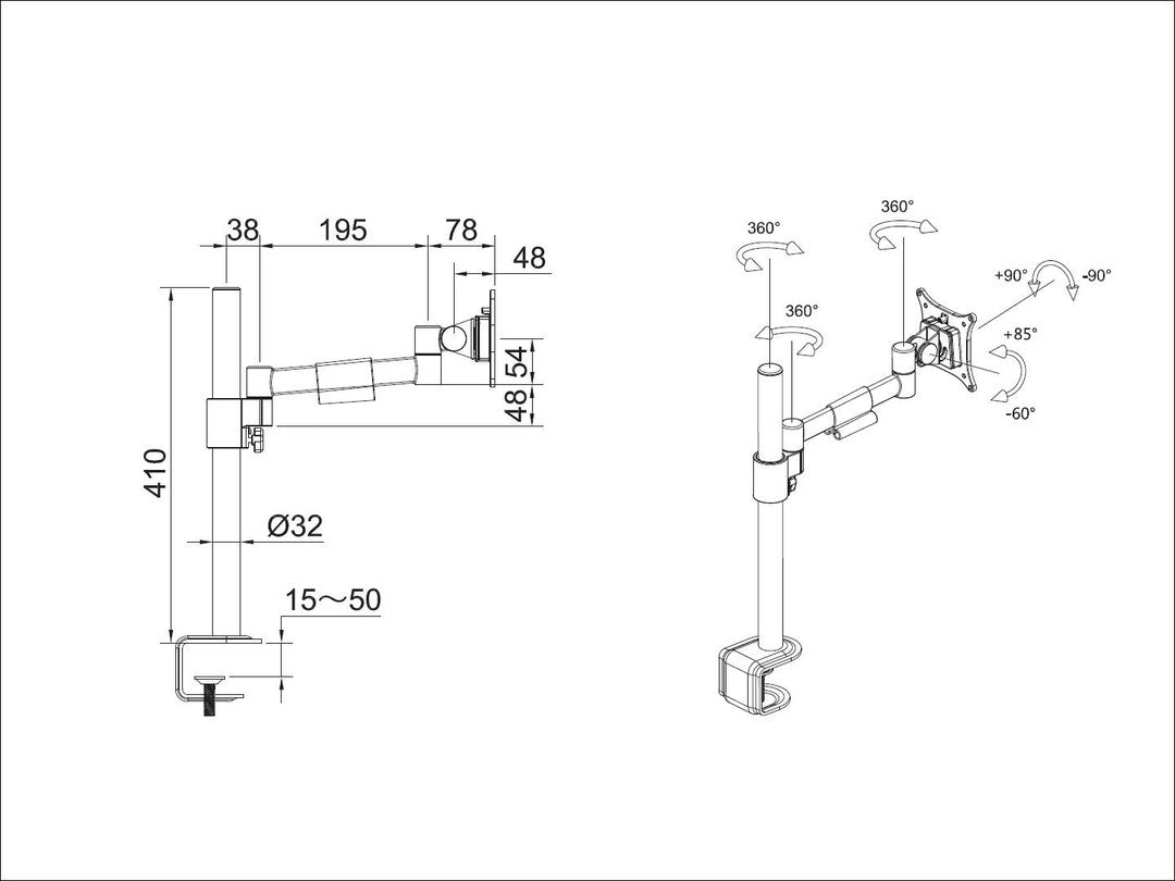 Multibrackets Monhalt Office 5839 – Monitorhalterung, bis 30", VESA 75 × 75 mm, 8 kg, schwarz