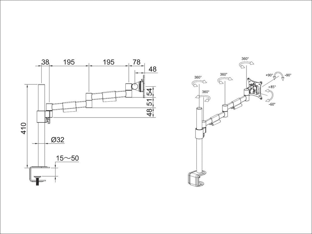 Multibrackets MB Monhalt Office 5174 5 Monitorhalterung, bis 30", VESA 100 x 100 mm, 8 kg, drehbar, weiss