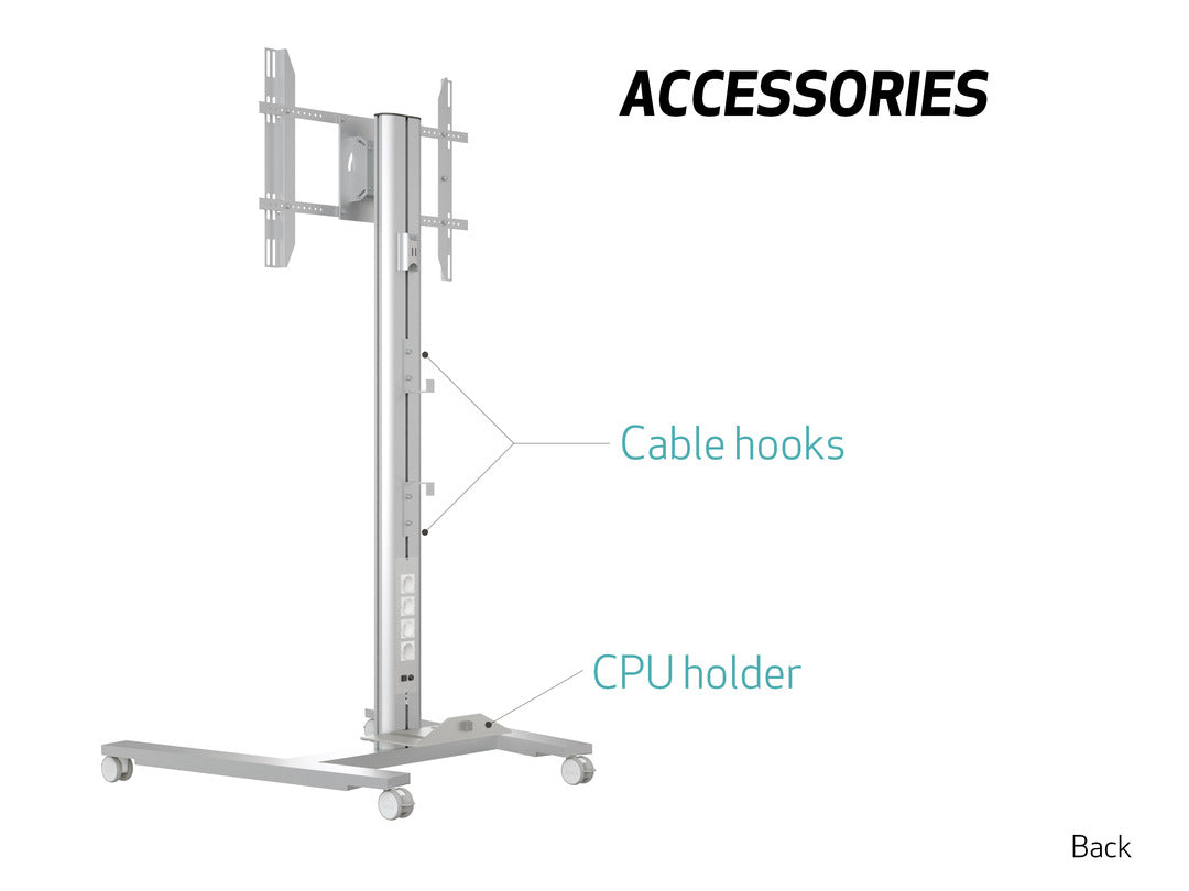 Multibrackets TV-Wagen – 55–80" – VESA 800×500 – bis 60 kg, Höhenverstellbar, mit Rollen – 5327