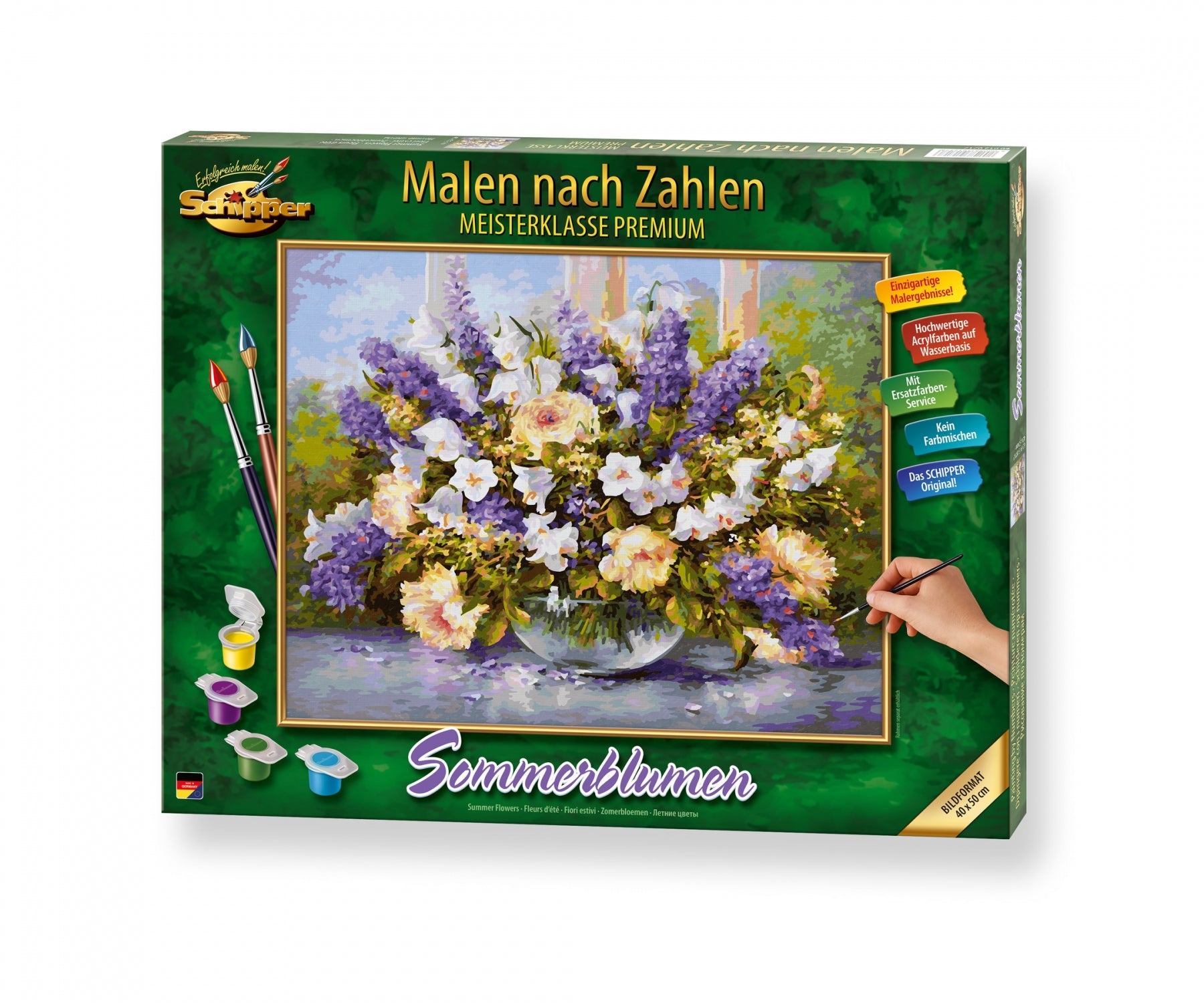Schipper Malen-nach-Zahlen-Set – Sommerblumen – 40 × 50 cm – ab 8 Jahren