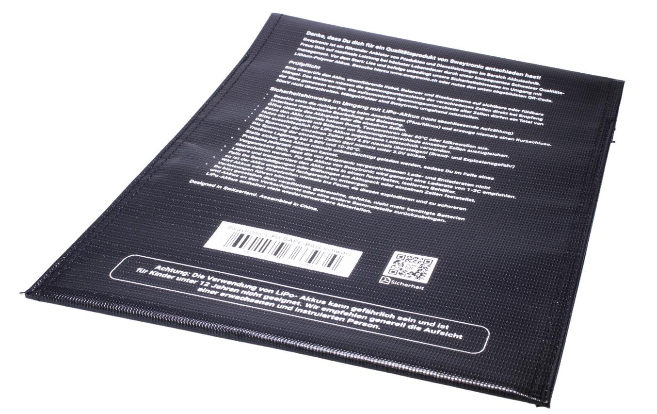 Swaytronic LiPo-Safe-Tasche, schwarz, 300 × 230 × 5 mm, 1 Fach