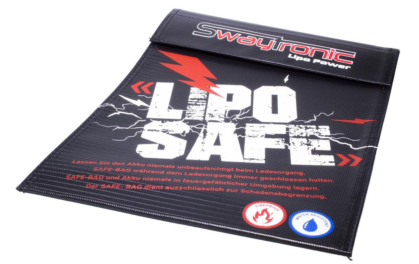 Swaytronic LiPo-Safe-Tasche, schwarz, 300 × 230 × 5 mm, 1 Fach