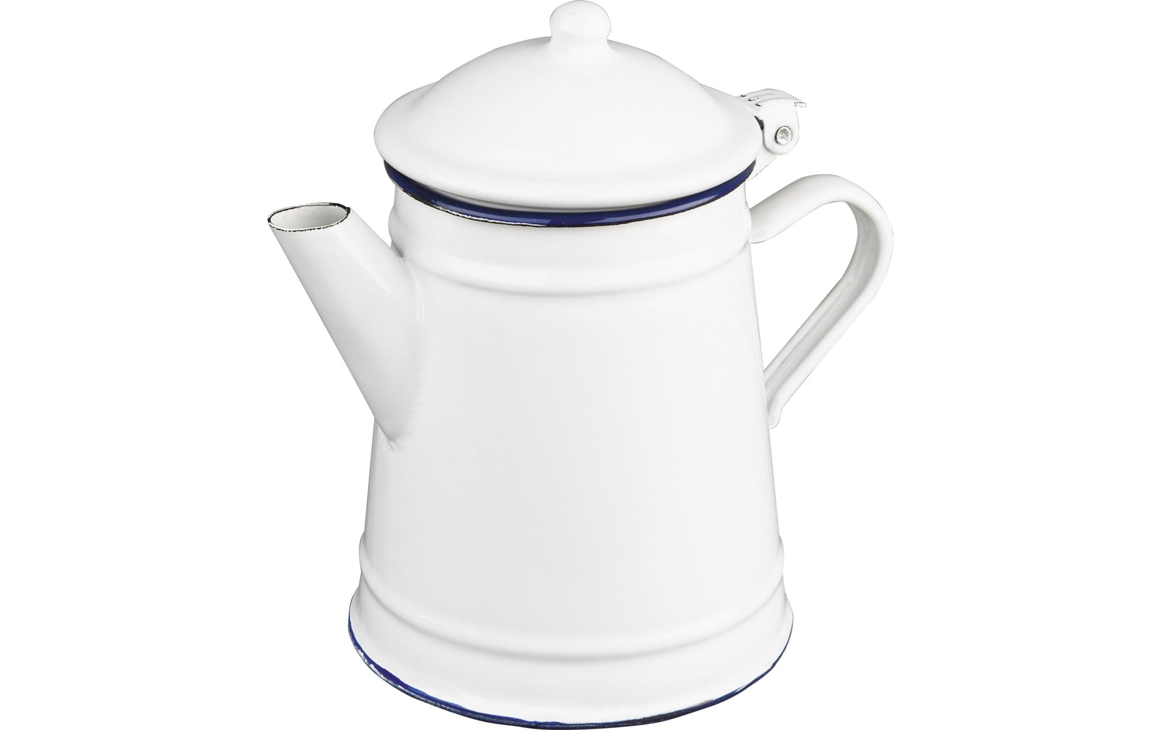 Ibili Kaffeekanne Blanca – 1 l, Emaille/Metall, Weiss/Schwarz, H 22 cm, spülmaschinenfest