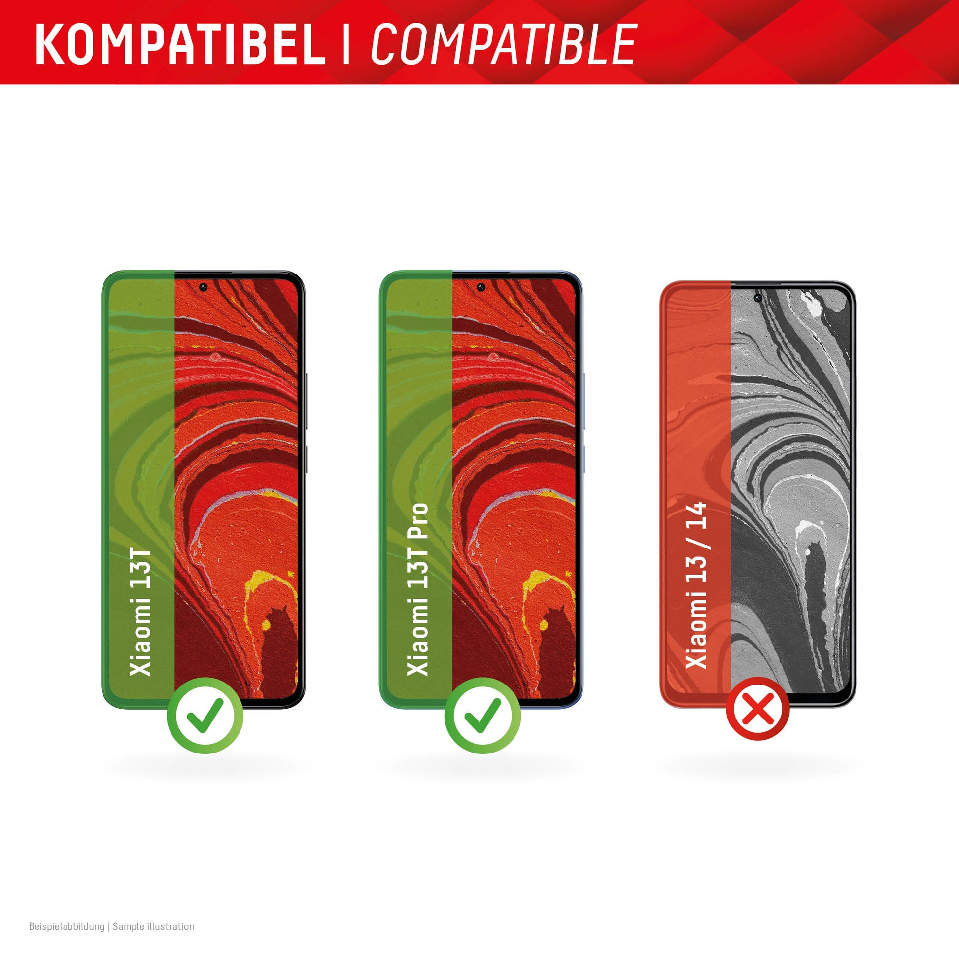 E.V.I. Displayschutz (Panzerglas), Anti-Fingerprint – für Xiaomi 13T/13T Pro – mit Applikator
