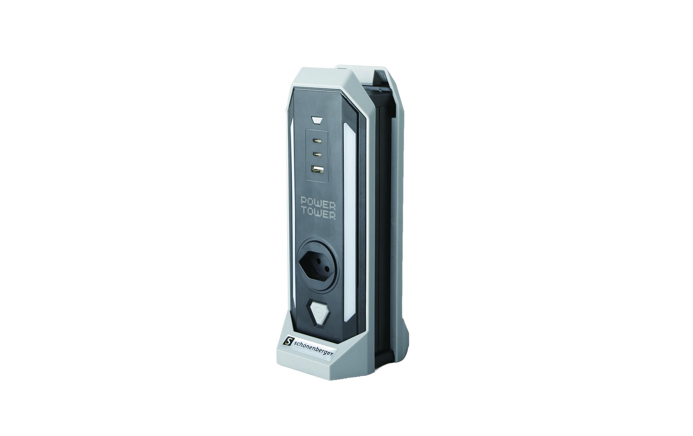 M. Schönenberger Schönenberger Steckdosenleiste, 4×T13, 1×USB‑A, 2 m, Eingang T12, IP20 – blau