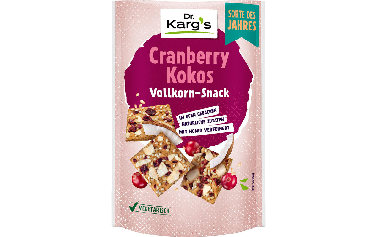 Dr. Karg's Vollkorn Snack Knäckebrot – Cranberry & Kokos – 110 g