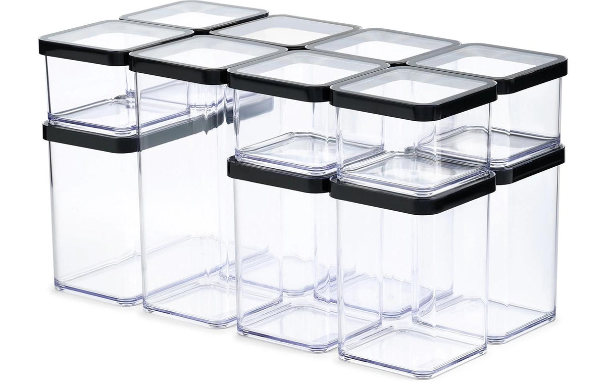 Rotho Vorratsdose 12 l, 6 × 6 × 2 cm, Kunststoff (Styrol-Acrylnitril-Copolymer, SAN), Transparent/Schwarz, 1