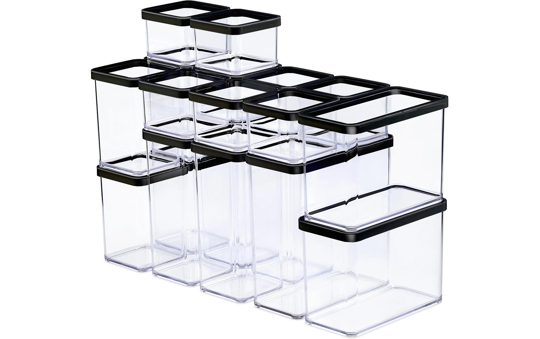 Rotho LOFT – Vorratsdose 21 l, 19-teilig, Kunststoff (SAN), transparent/schwarz