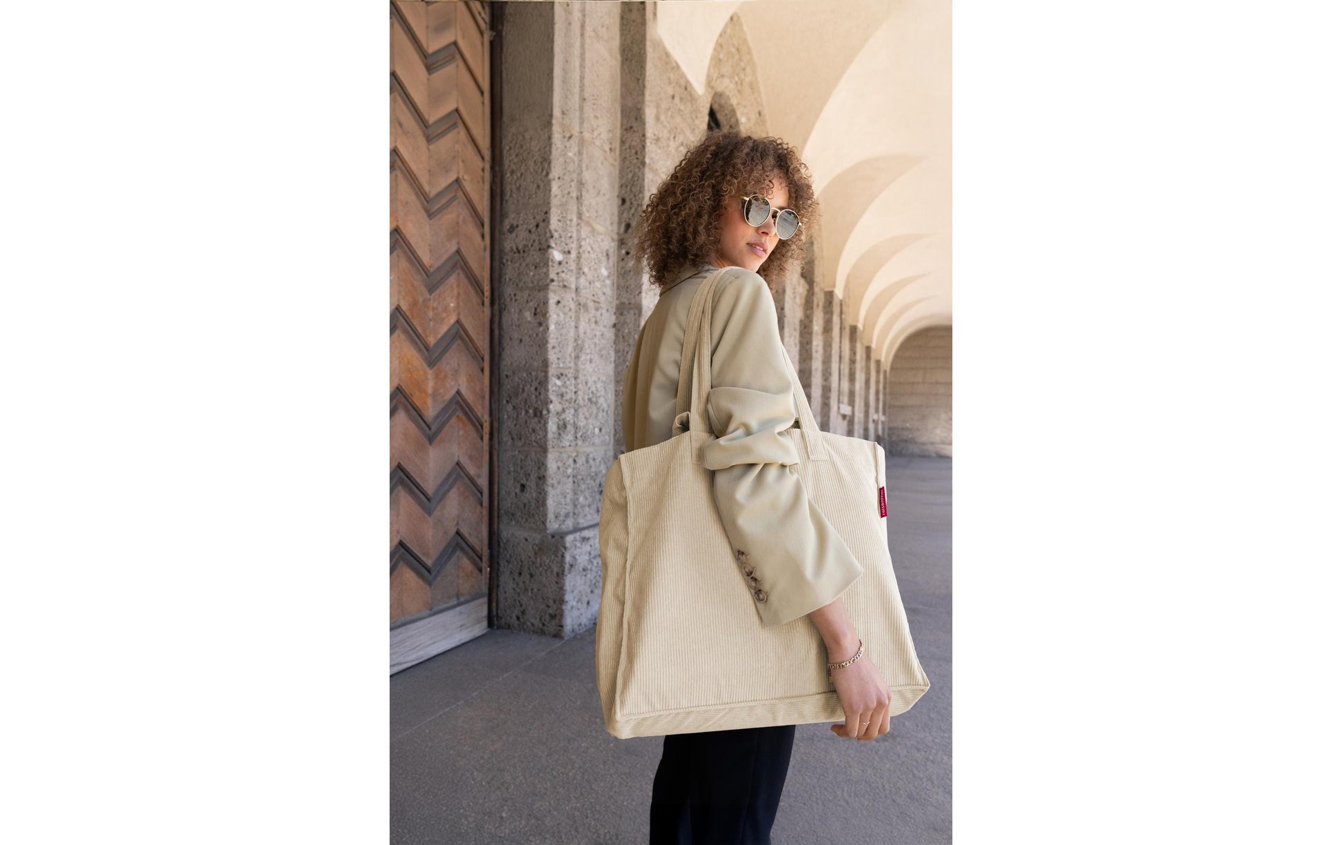 Reisenthel Stofftasche, Polyester, Cord Sand, 470×385×180 mm