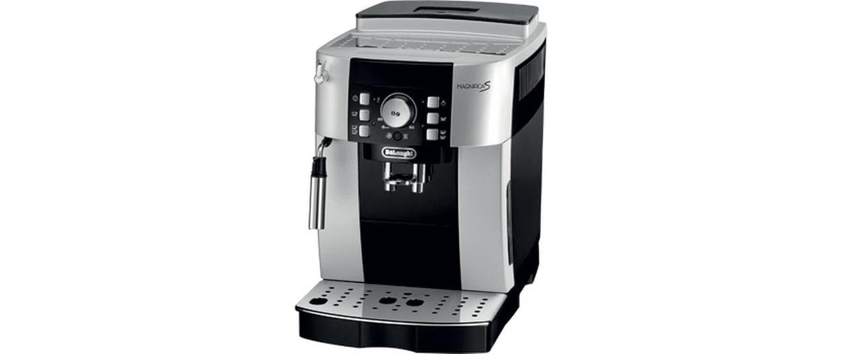De’Longhi De'Longhi Kaffeevollautomat – 1,8 l, 250 g Bohnenbehälter, Milchschaumdüse, Schwarz/Silber
