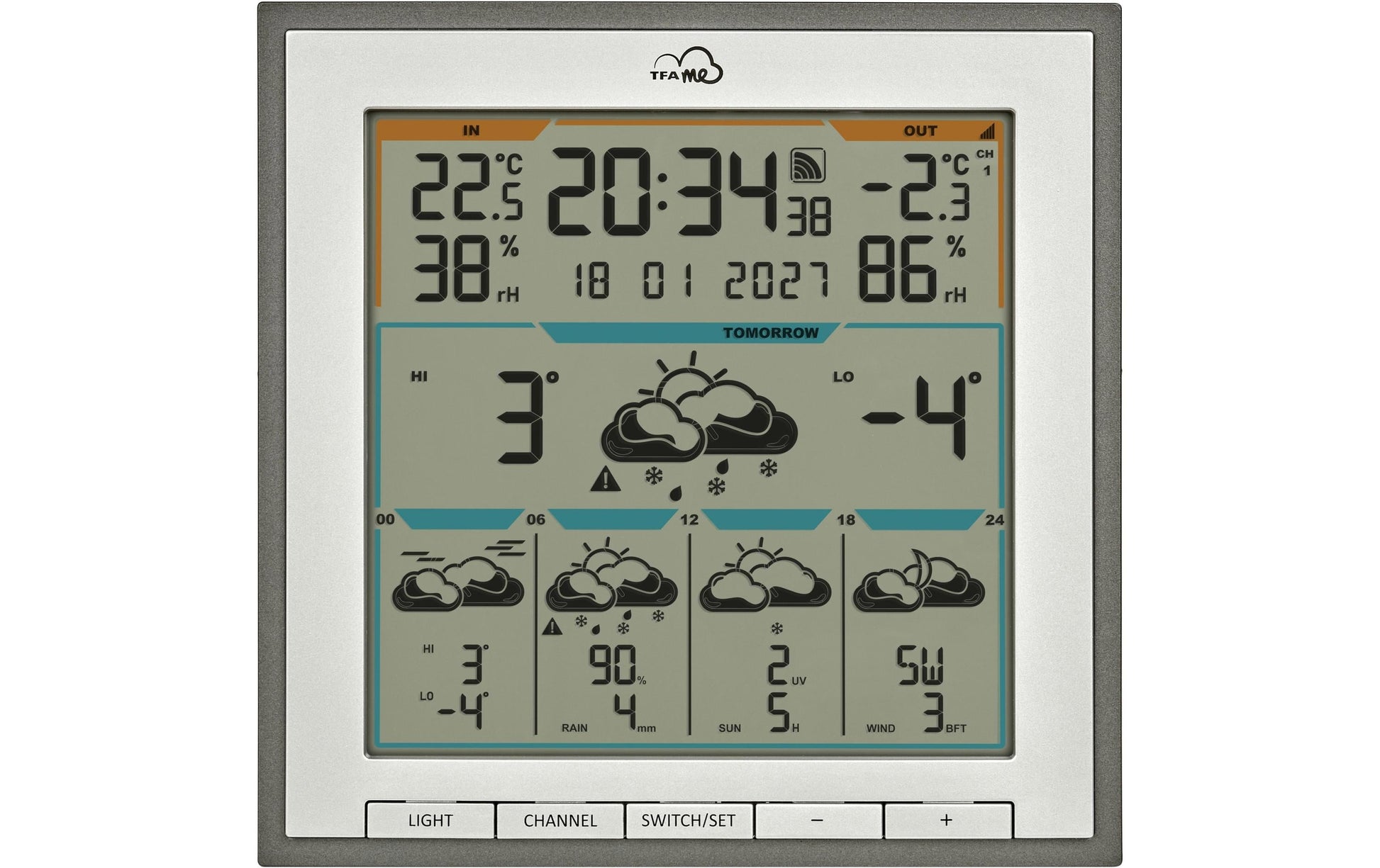 TFA-Dostmann TFA Dostmann TFA.me ID-08 – Wetterstation, WLAN, innen/außen, inkl. Aussensender – grau