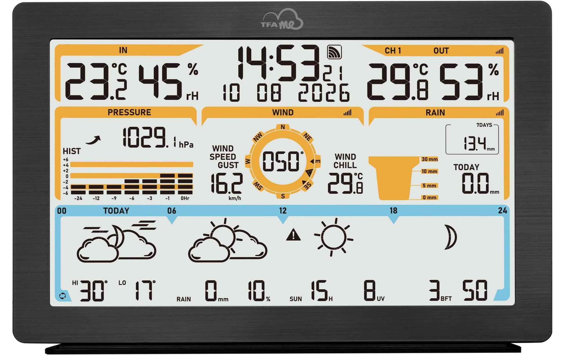TFA-Dostmann TFA Dostmann ID-05 – Wetterstation, WLAN, innen/außen, inkl. Aussensensor – schwarz