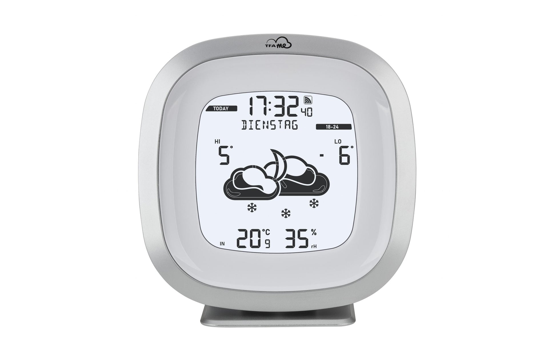 TFA-Dostmann ID-03 – Wetterstation, WLAN, Innentemperatur – Silber