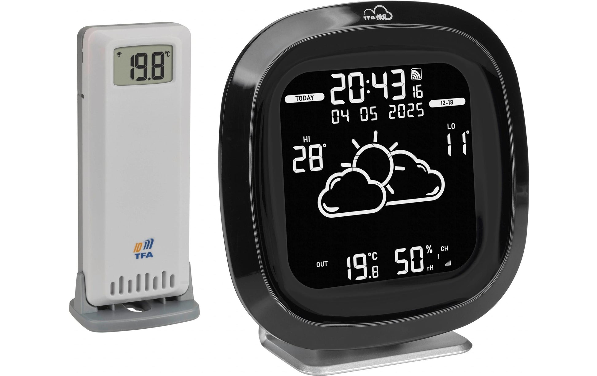 TFA-Dostmann TFA Dostmann ID-04 – Wetterstation, WLAN, Display, inkl. Sender – Schwarz