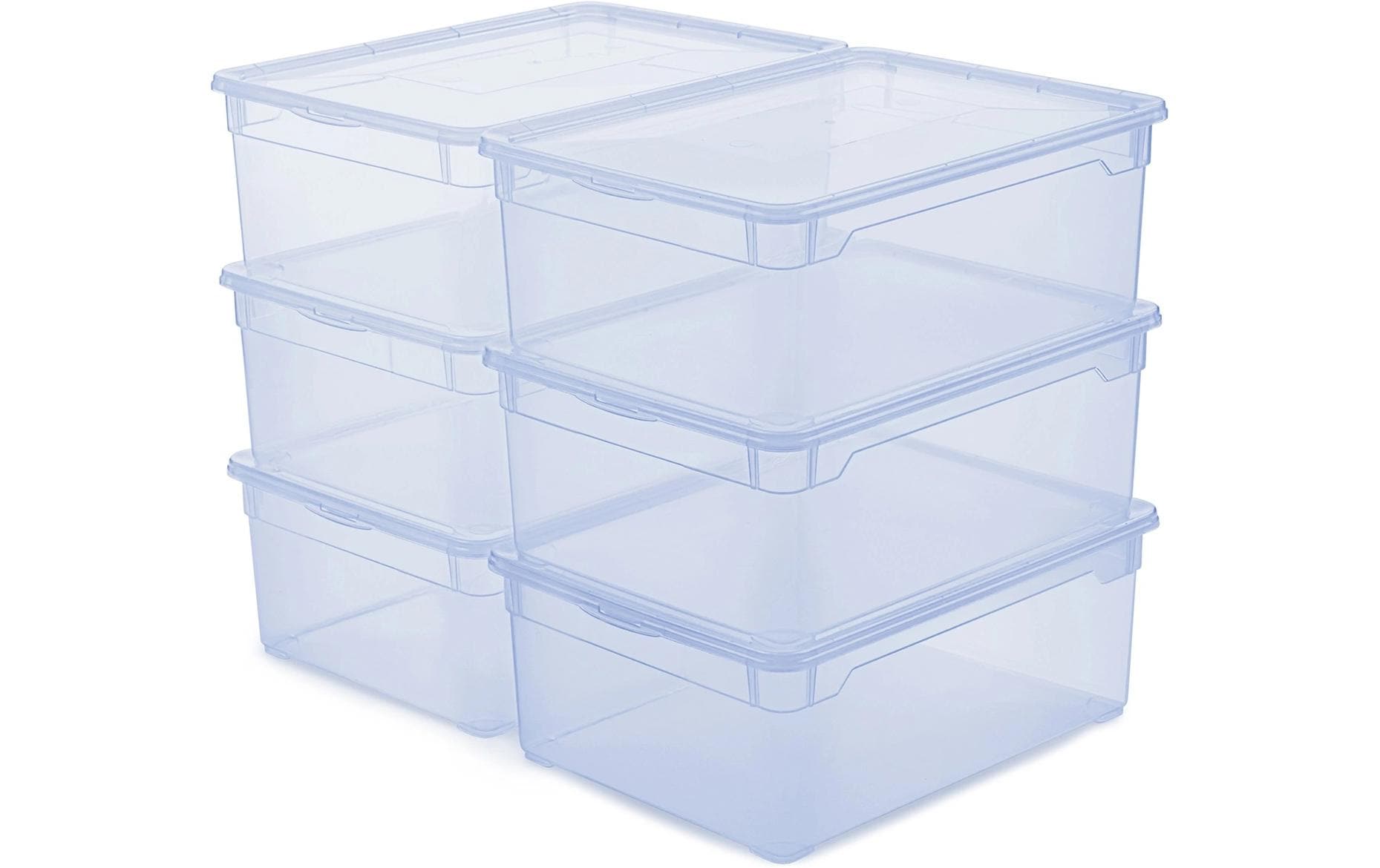 Rotho Clearbox Aufbewahrungsbox 10 l (Set 6 Stück) – Kunststoff (BPA-frei) – Blau – 360 × 140 × 260 mm