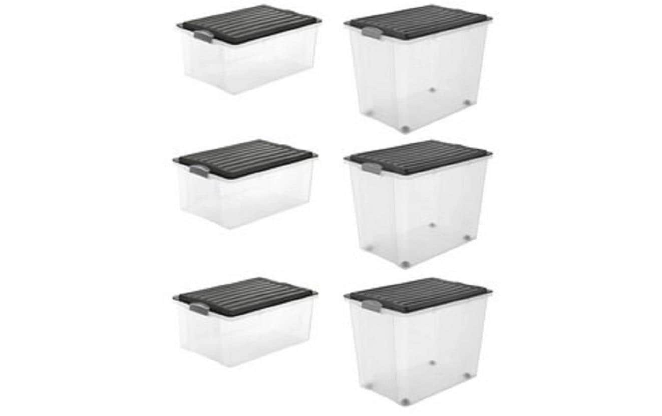 Rotho Aufbewahrungsbox 324 l – Kunststoff – Transparent – BPA-frei – 6-teiliges Set