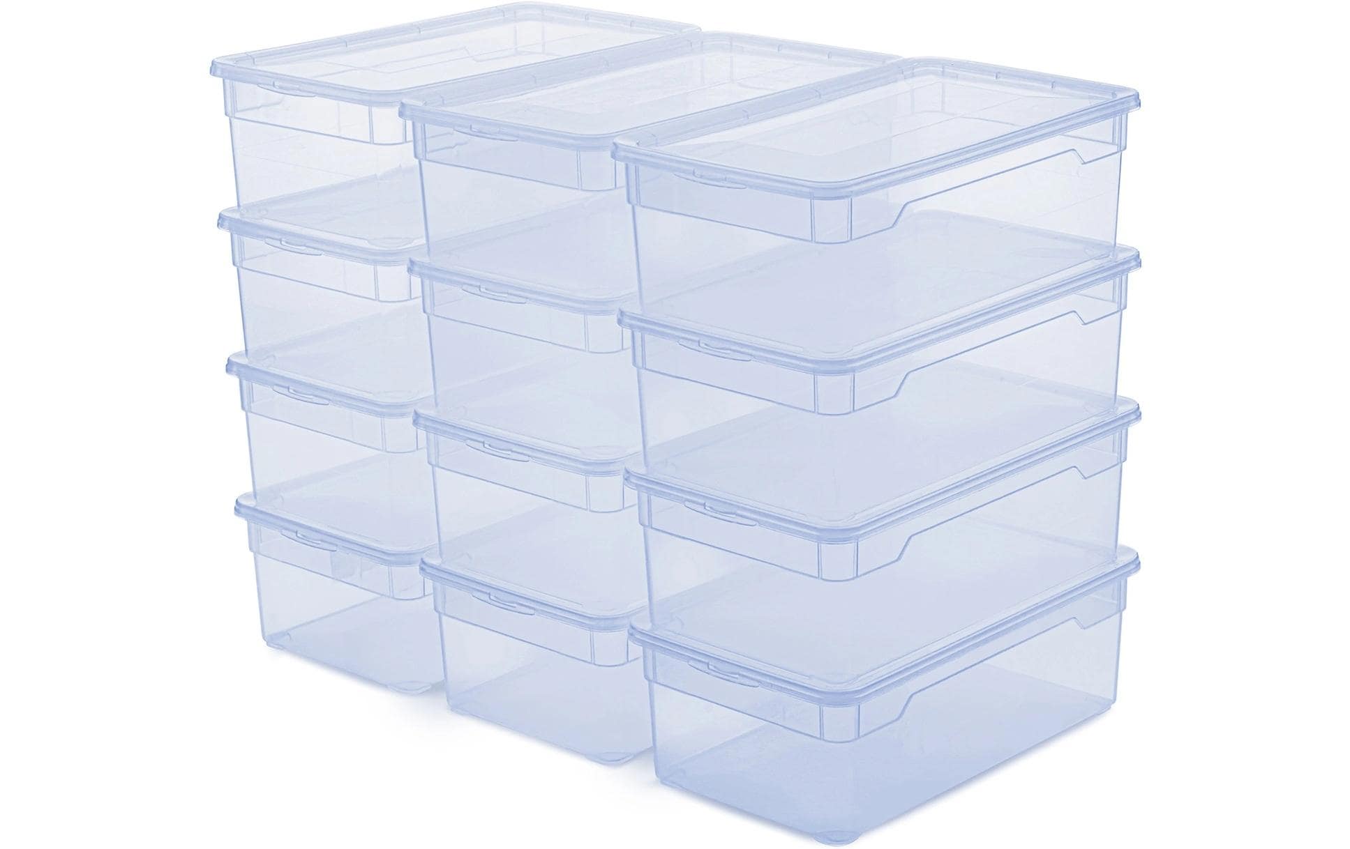 Rotho Clearbox Aufbewahrungsbox 5 l – Kunststoff – transparent/blau – 335 × 110 × 190 mm – Set 12 Stück