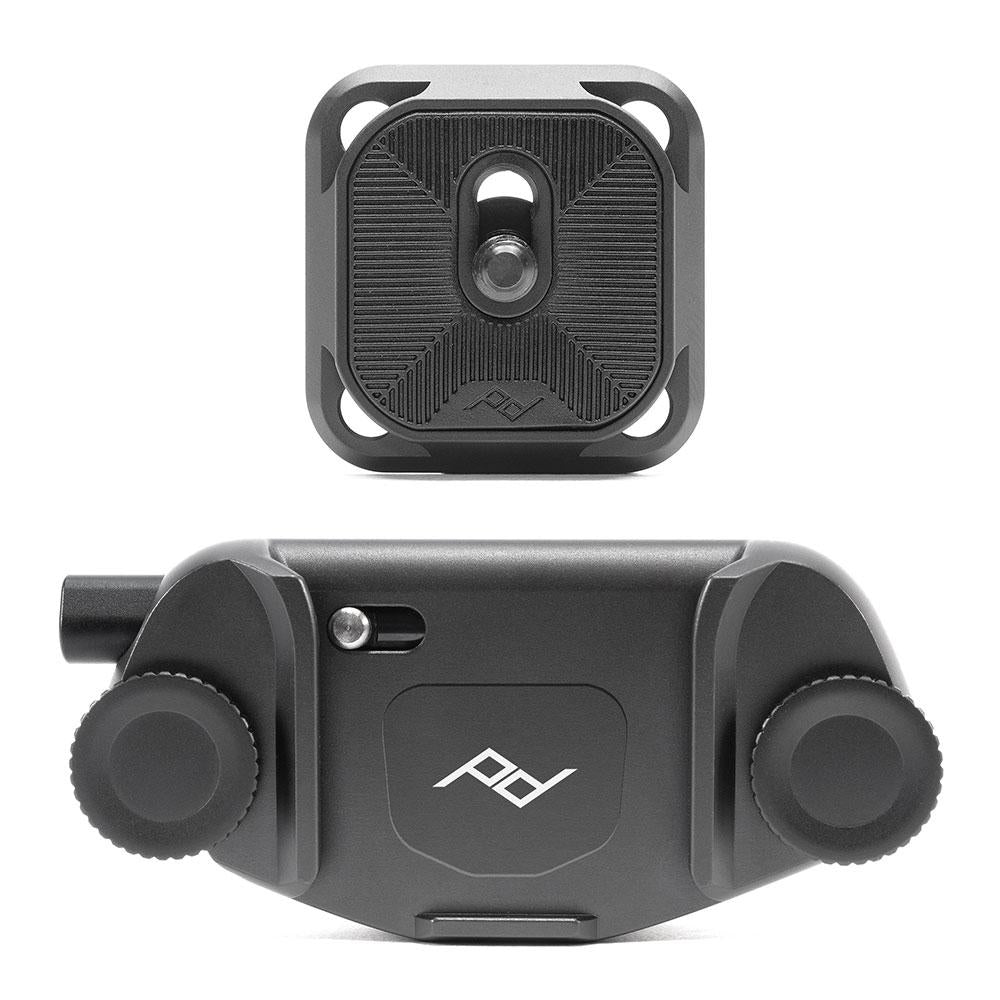 Peak Design Clip&Plate Passive Halterung – 1/4" Gewinde, Gurtclip – für Gürtel, Rucksack – Schwarz