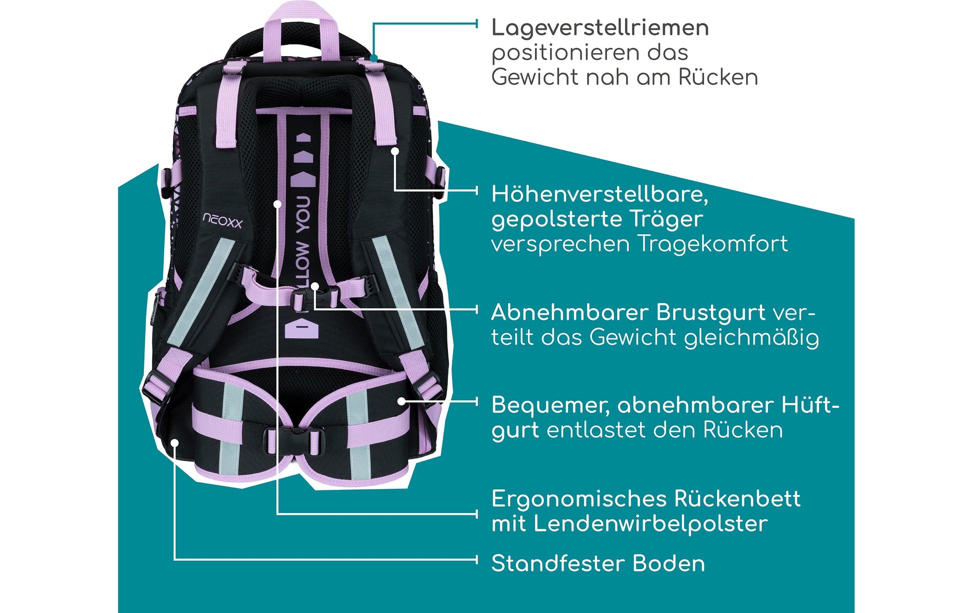 Neoxx Schulrucksack, Lila, 26 l
