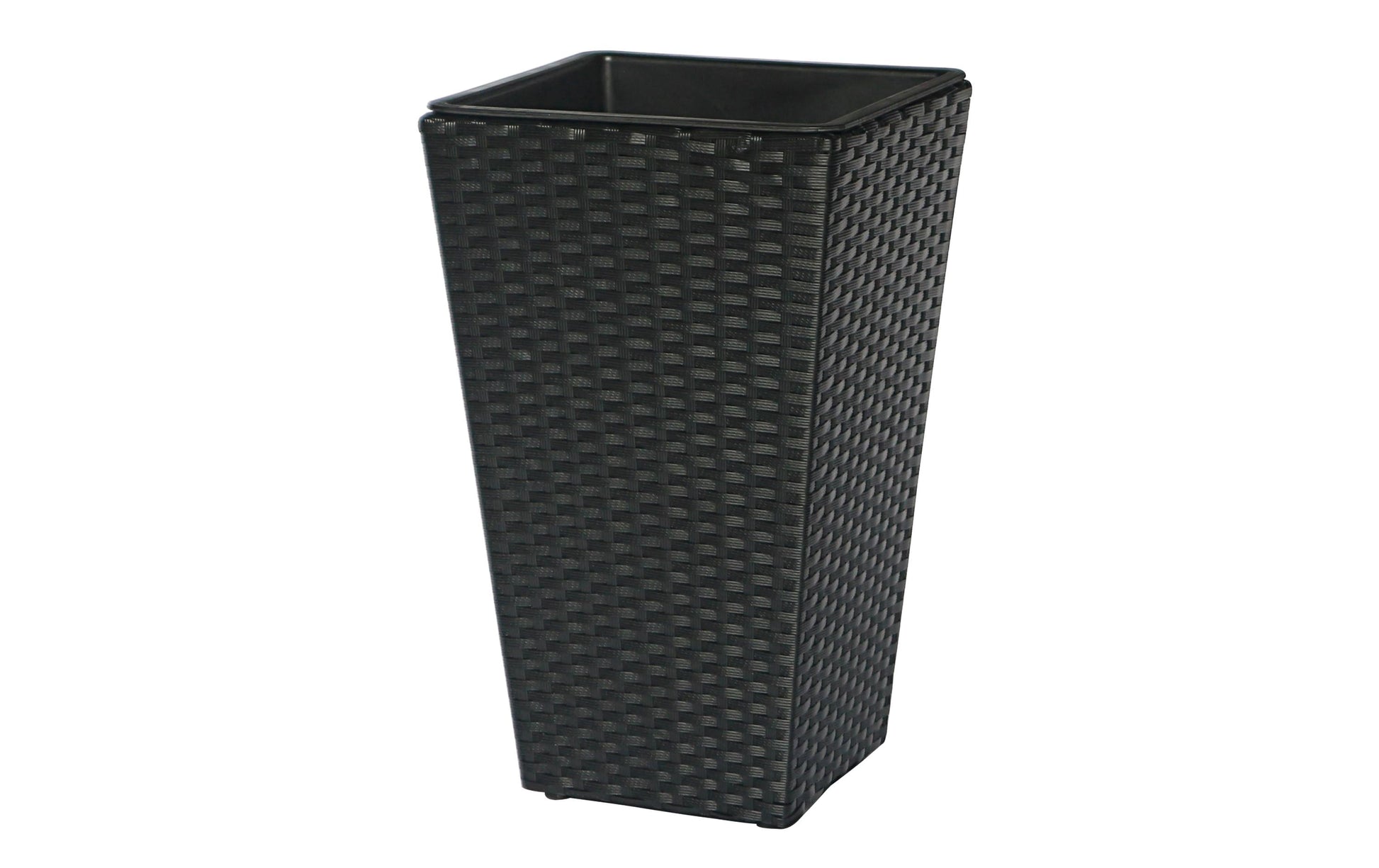 Cocon Pflanztopf – 30 × 30 × 50 cm – Eisen & Polypropylen & Polyrattan, Schwarz