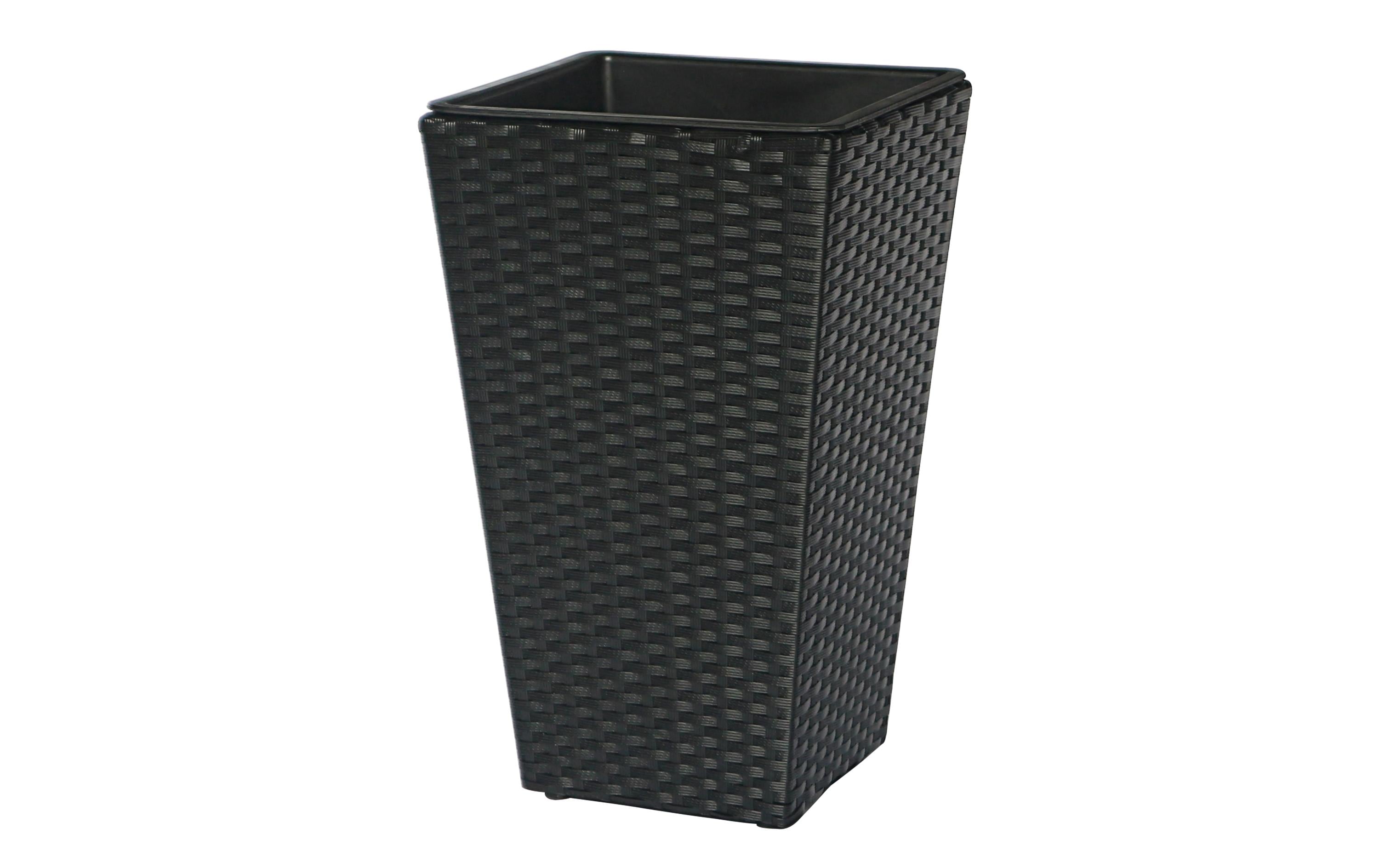 Cocon Pflanztopf – 30 × 30 × 50 cm – Eisen & Polypropylen & Polyrattan, Schwarz