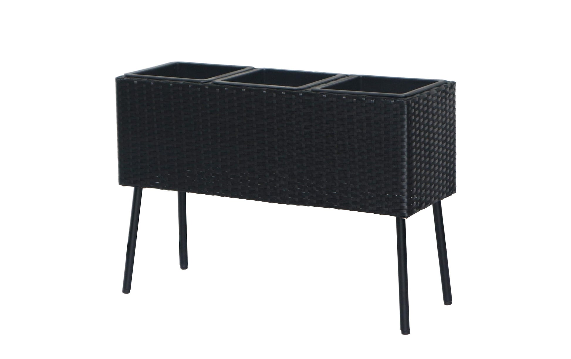 Cocon Pflanztopf – 24,5 × 19,5 × 24,5 cm – Polyrattan, schwarz