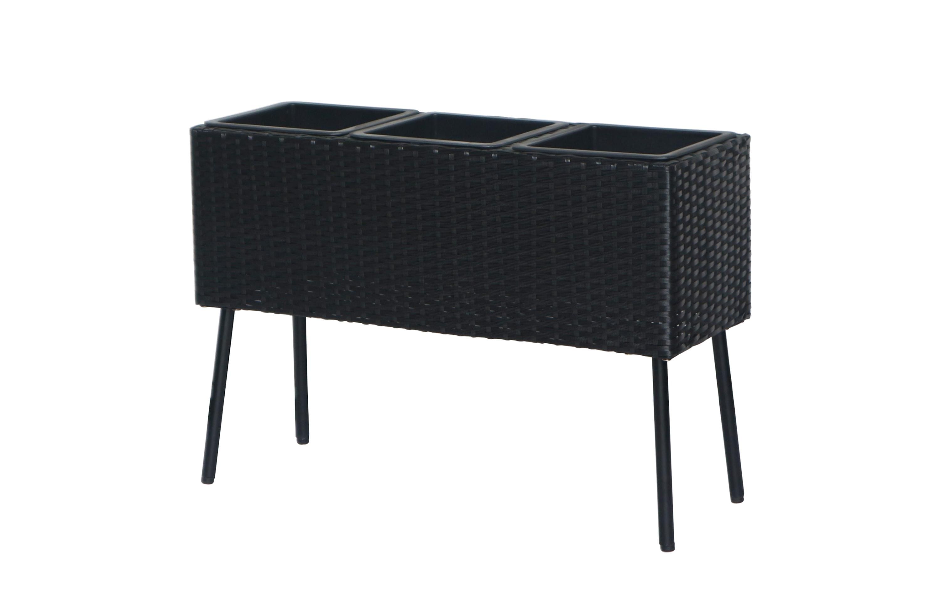 Cocon Pflanztopf – 24,5 × 19,5 × 24,5 cm – Polyrattan, schwarz
