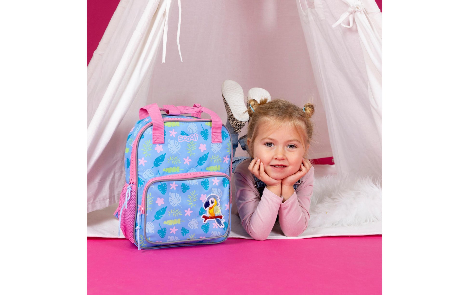 Scooli Kindergartenrucksack Mini-Me – 10 l, mit Brustgurt und Rückenpolster – Paula Papagei