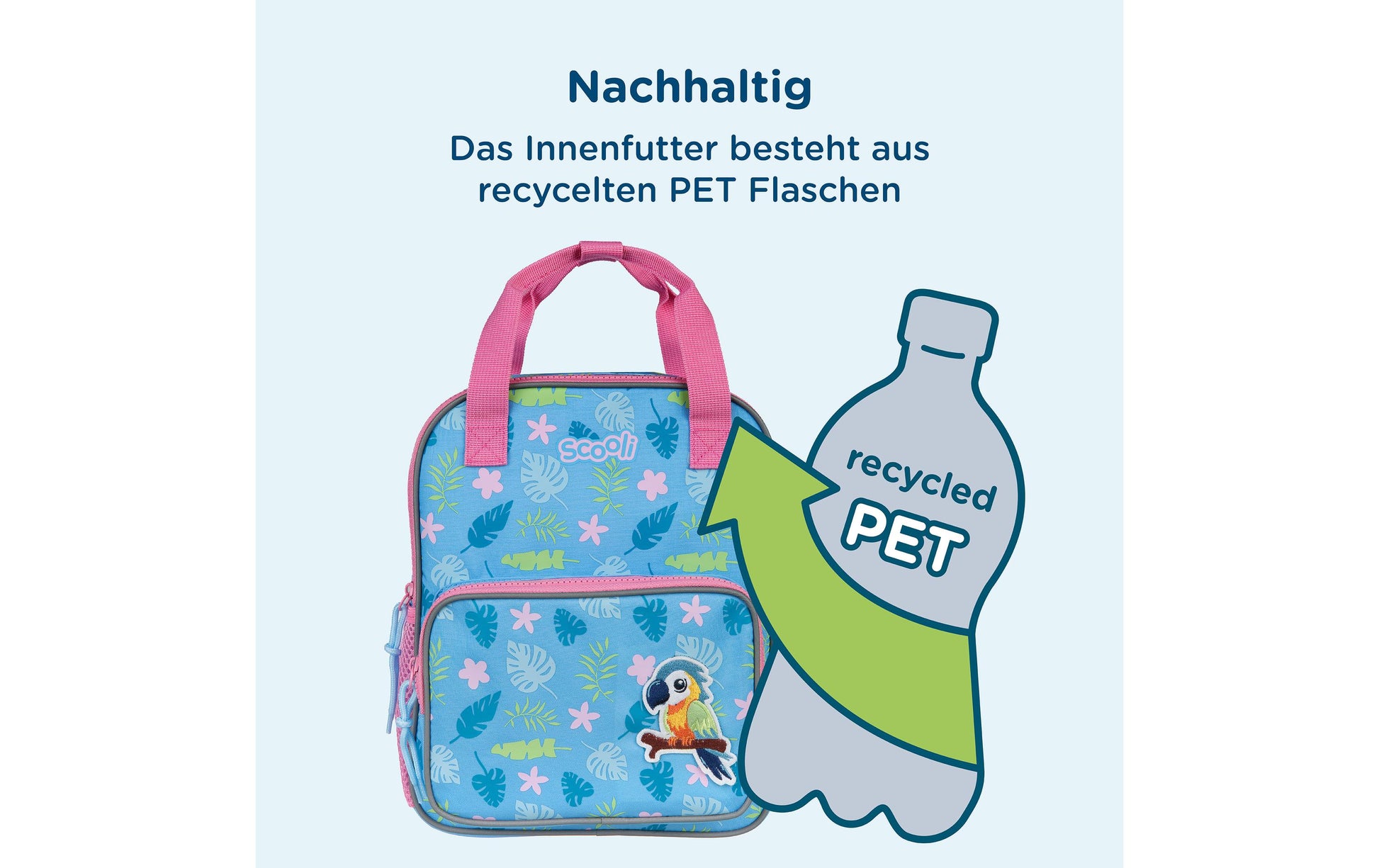 Scooli Kindergartenrucksack Mini-Me – 10 l, mit Brustgurt und Rückenpolster – Paula Papagei