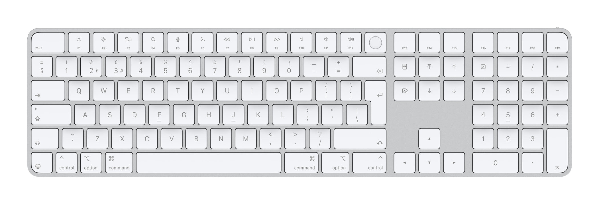 Apple Magic Keyboard – Tastatur – kabelgebunden & Bluetooth (USB‑C) – QWERTY (UK‑INT) – Touch ID – für Mac