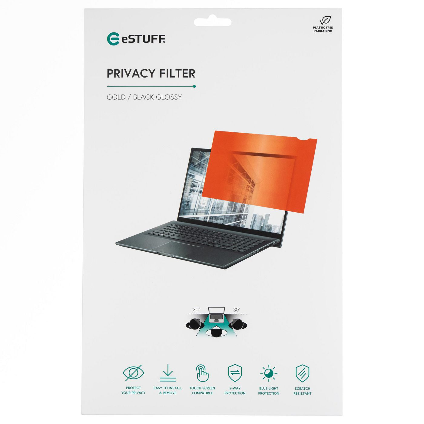 eSTUFF Blickschutzfilter für Laptop 12,5", 16:9 – 277 × 156 mm, Gold