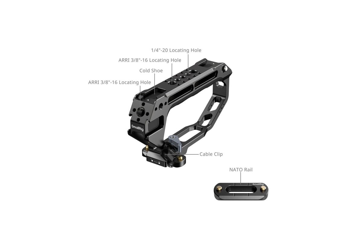 SmallRig 5661 D-Style Top Handle Griff – Aluminium, Silikon, Edelstahl – für NATO-Clamp – Schwarz