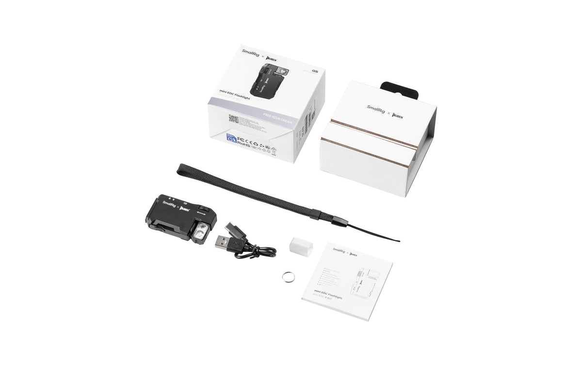 SmallRig Taschenlampe Thumb EDC – 400 lm, 82 m, IP65, Akku 450 mAh, dimmbar – Schwarz