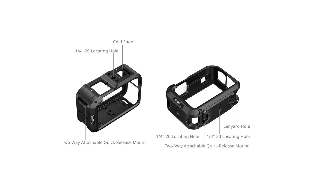 SmallRig 5887 Cage – Aluminium, 1/4" Gewinde – für DJI Osmo Action 6 – Schwarz