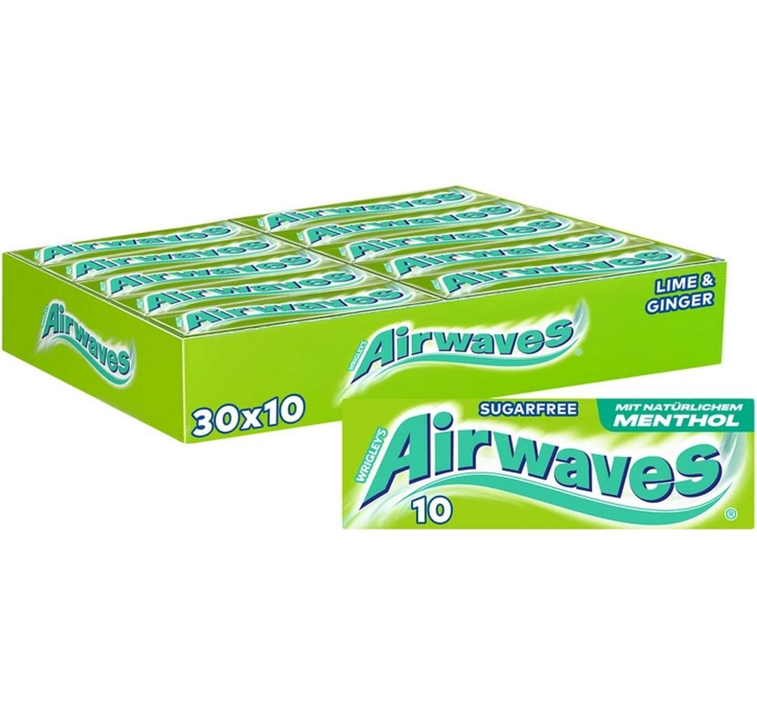 Airwaves Kaugummi – Limette & Ingwer – 30 × 14 g